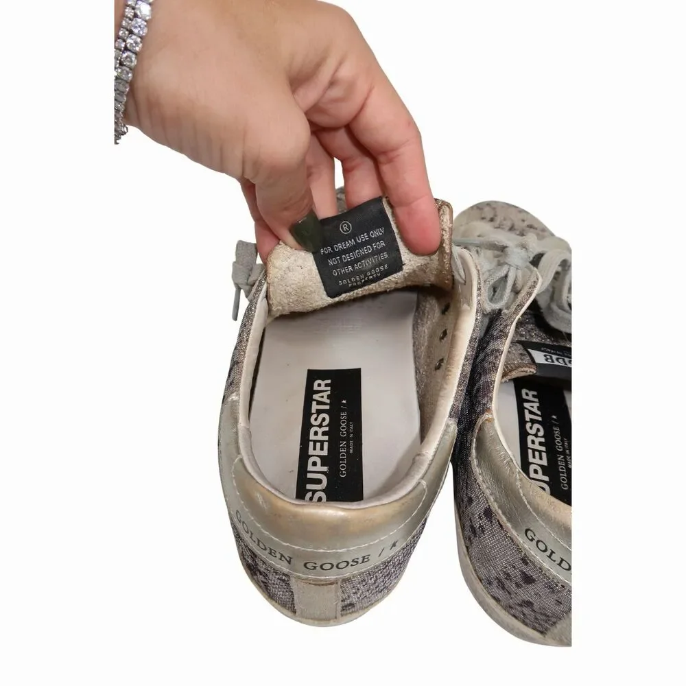 Golden Goose Super-Star Snake Print Glitter Canvas Sneakers Women's Size 39 - Picture 5 of 8